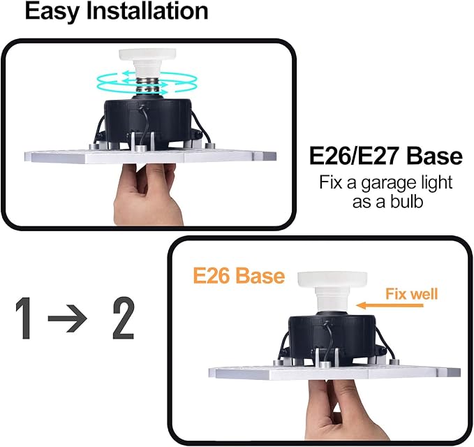 K KERNOWO LED Garage Lights, 140W 18500 Lumens Garage Lighting, 6000K Daylight with Deformable Three Panel Ceiling Light Fixture E26/E27 Triple Glow LED Shop Light for Basement Workshop Warehouse