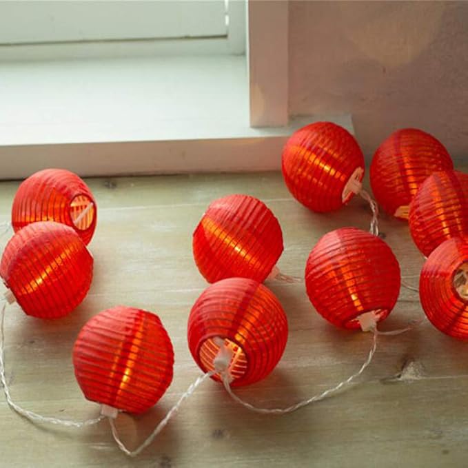 Red Lantern String Lights 19.6ft 40 LEDs Battery Operated with Remote Control Hanging Lanterns String Lights for Chinese New Year,Spring Festival,Wedding,Party Decoration,Christmas