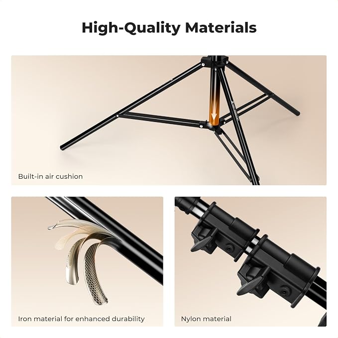 K&F CONCEPT Air Cushioned Light Stand, 41-110" Height, 1/4"-3/8" Adapter | 9.2ft Heavy Duty Photography Tripod Stand, Max Load 17.6 lbs, Sandbag Included for Studio Softbox COB Light, TL14