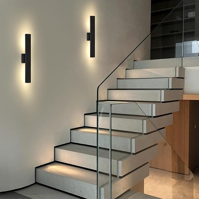 Aluminum Modern LED Wall sconces 2 Pack, 24.4 inch Black Wall Lights 28W