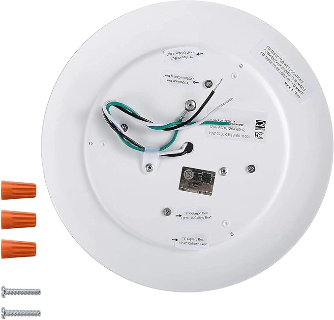 7.5" Flush Mount Ceiling Light, Dimmable LED Lights, Disk Lights, Ceiling Light Fixture, 16.5W (120W Equivalent), 120V, 4000K, ETL, Wet Location LED Light - 4/6" J-Box (Natural White)