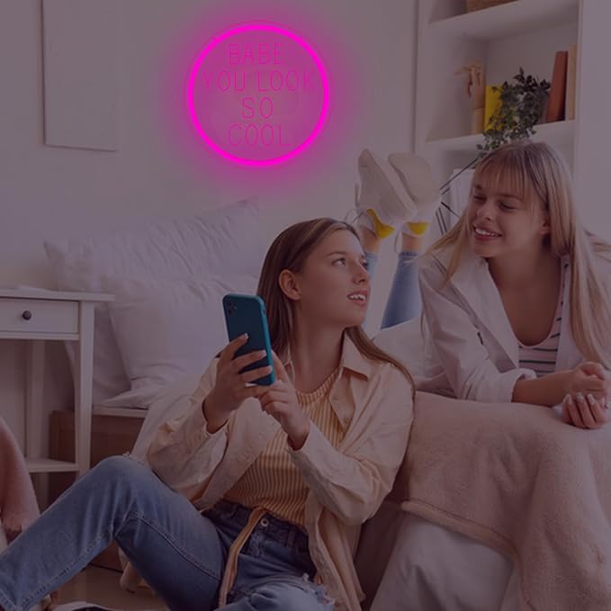 Babe You Look So Cool Neon Sign for Wall Decor Dimmable Led Sign Neon Light Up Sign for Bedroom Home Gym Salon Bar Party Aesthetic Wall Art Decorations Gifts Wedding