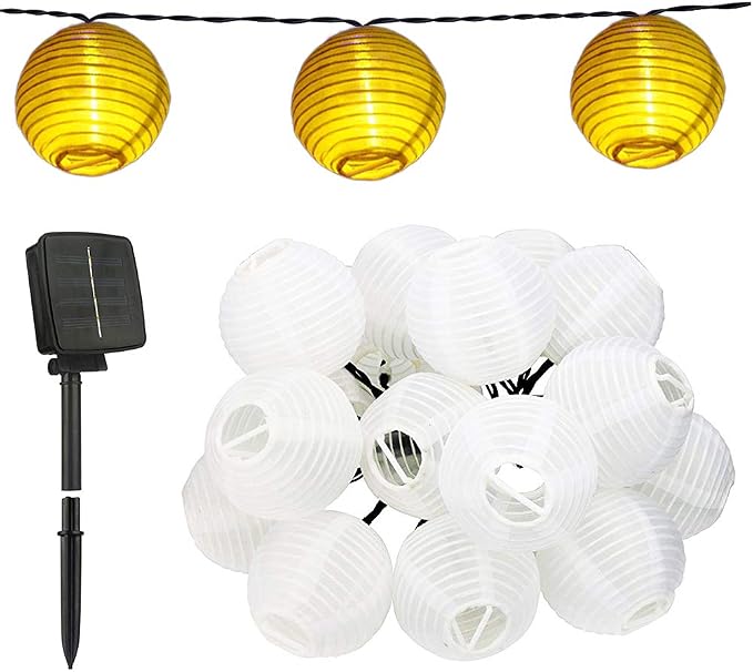 Hann® Solar LED Fairy Globe String Lights, 30LED Crystal Ball | 20 LED Lanterns | 10 LEDs Moroccan Orb Ball, Waterproof Outdoor Decorative Stringed String Lights for Christmas Garden (Paper Lantern)