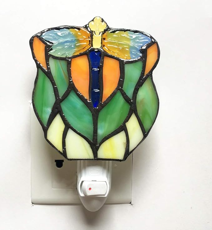 Tiffany Multicolored Glass Dragonfly Night Light HMJ7003 Lamp