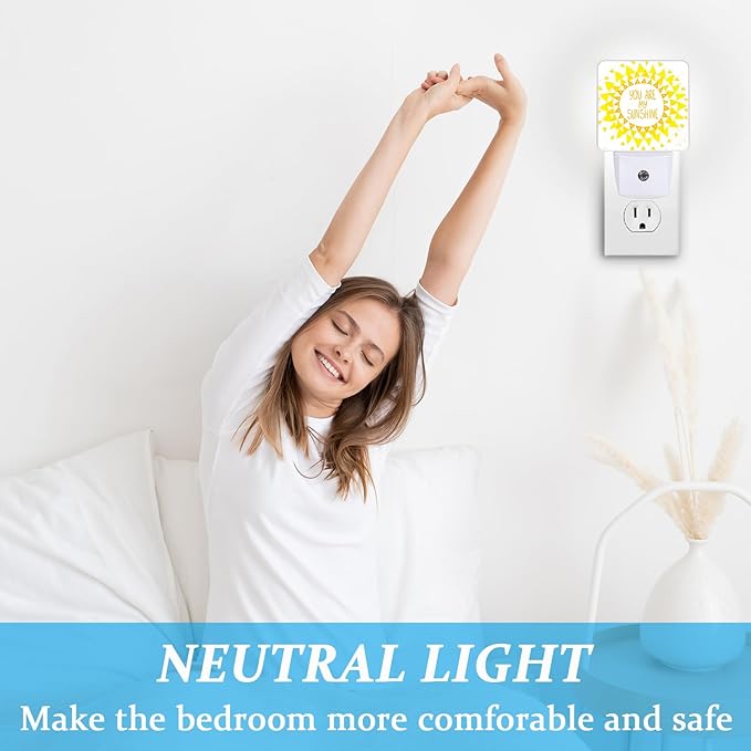 Boho Sun Shine Night Light, Plug-into Wall Nightlight Lamp with Dusk to Dawn Sensor, Led Lamp 0.5W Energy Efficient for Boys Girls Adults Home Decor