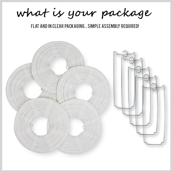 White Paper Lanterns Chinese Hanging Paper Lantern Lights Japanese Decor for Birthday, Wedding, Christmas, Bridal, Home Decor, Party Decoration(Set of 5, 8“, White)
