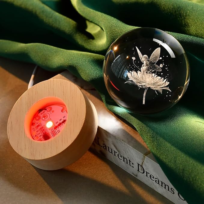 Fairy Gifts for Women 3D Fairy Crystal Ball Decor Ball Gift for Girls with LED Light Base
