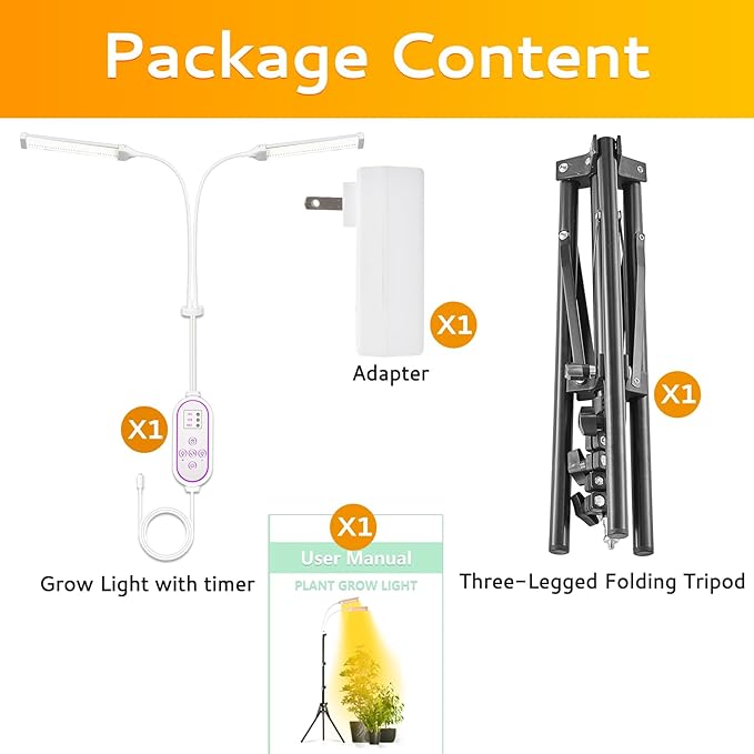 210 LED Grow Lights for Indoor Plants Full Spectrum, LED Plant Light with Stand, Adjustable Height, Plant Grow Lights with Auto 4/8/13/H Timer for Indoor Tall Plants.