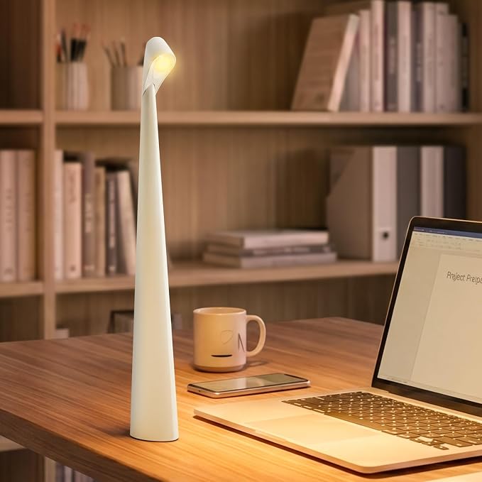 Cordless LED Table Lamp, 4000mAh Rechargeable Portable Desk Lamp, 3-Level Brightness, Bedside Night Light, Ambient Reading Light for Restaurant, Bedroom, Outdoor Camping, Night Light, White | 3-Level Brightness, Bedside Night Light, Ambient Reading Lig...