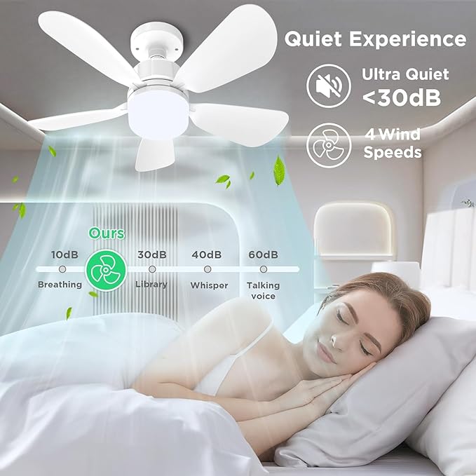 2Pack Socket Fan Light With Remote, Screw in Ceiling Fans with Dimmable Light, 3 Colors 3000K-6500K,Smart Ceiling Fan Light Kit Bulb for Bedroom Living Room Kitchen Garage Dinning Room