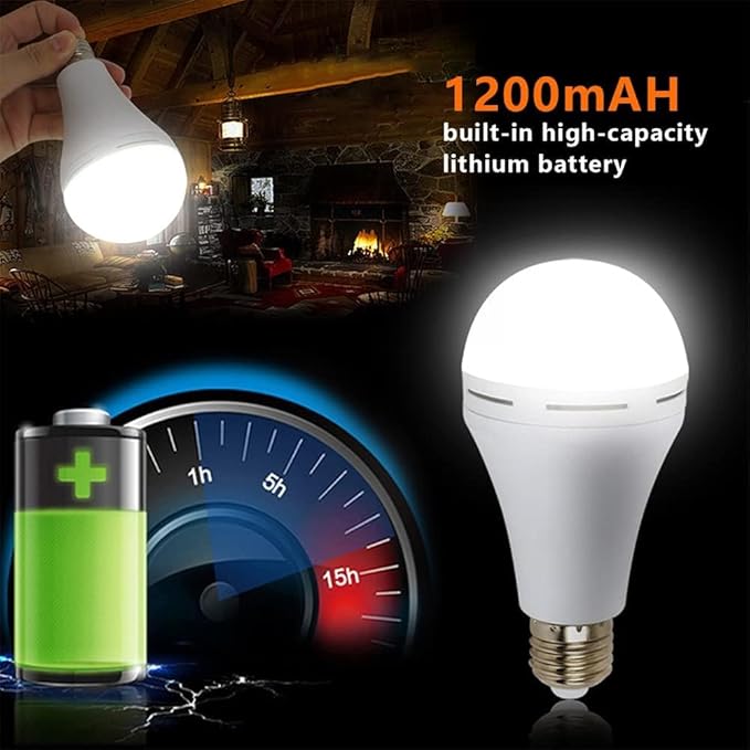 12-Pack Rechargeable Emergency 15W LED Light Bulb,Battery LED Bulbs Light 150W Equivalent for Power Outage Camping Outdoor Activity Hurricane 6000K E26 Base Emergency Lighting Bulb
