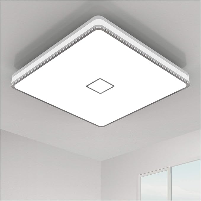 Airand LED Ceiling Light Fixtures Flush Mount 12.8inch 24W Bright White Square LED Ceiling Lamp 5000K, 2050LM Daylight Waterproof Bathroom Ceiling Light for Kitchen Hallway Porch Living Room Bedroom