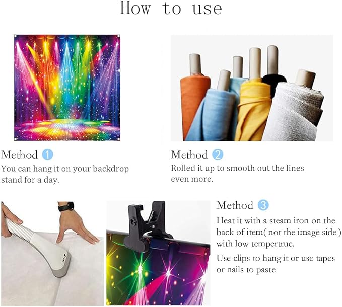 Disco Rainbow Stage Backdrop 70s 80s 90s Hippie Music Vintage Lights Photography Background Rock Music Colorful Neon Glow Party Decorations Photo Banner (6x6FT(72 x 72 inch))