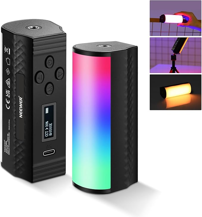 NEEWER Basic Magnetic Handheld Light Wand, 360° Full RGB Mini LED Video Light Stick, 2500mAh Battery, 2500-8500K Dimmable Camera Tube Light for Studio Photography TikTok YouTube Vlog, TL96RGB