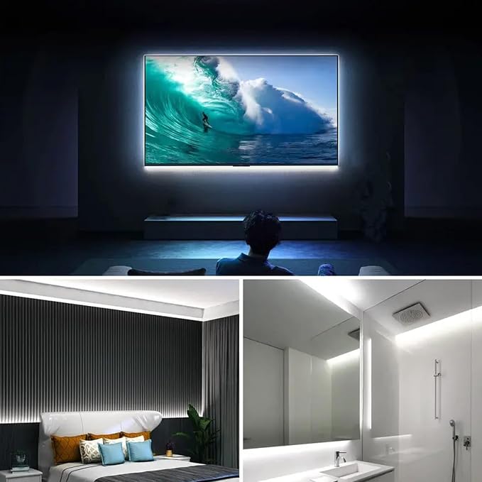 ZSLAIFU COB LED Strip Lights White 3.28ft, 5V Dimmable LED Light Strip, Flexible USB Light Strip for Cabinet, TV Backlighting, Bedroom, Kitchen, Home DIY Lighting
