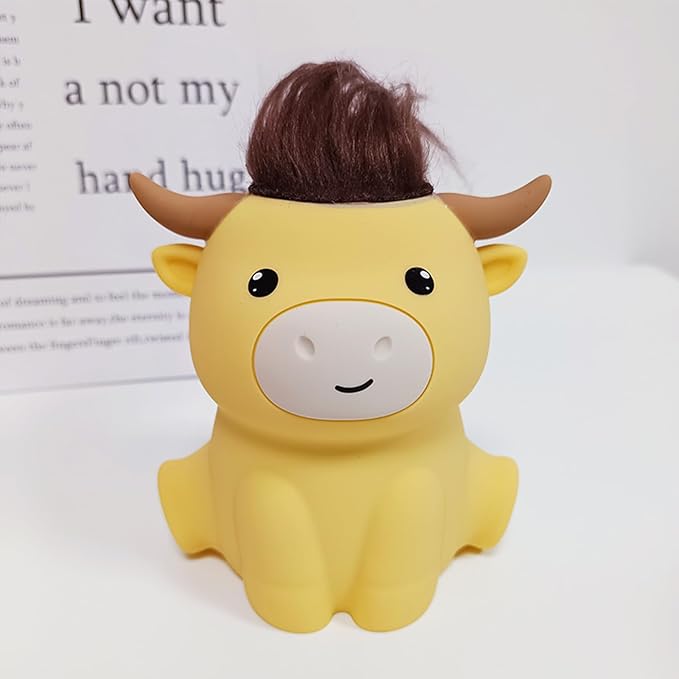 QANYI Highland Cow Night Light, Rechargeable and Dimmable Farm Animal Highland Cattle Lamp with Soft Touch,Valentines Highland Cow Decor Party Favors Cute Gifts for Adults Kids Boys Girls Women Men