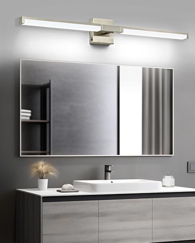 Modern Bathroom Light Fixtures Over Mirror, 40 Inch Brushed Nickel Vanity Light Bar for Bathroom, 24W 5CCT Diammable Wall Light