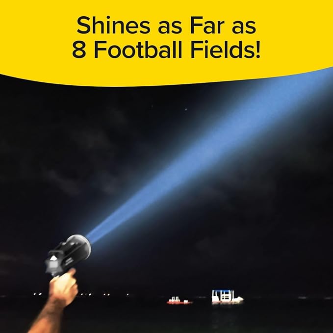 Platinum Rechargeable Spotlight, Tactical Flashlight, 10 Modes | Super Bright Rechargeable Spotlight with 10 Light Modes, Turbo Boost, Phone Charger & Kickstand for Camping & Emergencies