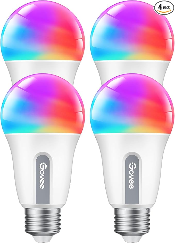 Govee A19 LED Light Bulb, WiFi Bluetooth Smart Light Bulbs, Multi-Color & Warm to Cool White Lighting, 800LM, 2700K-6500K, E26 Base for Bedroom Living Room