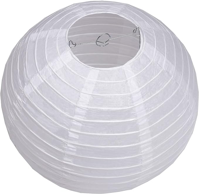 Pack Of 3 Round Paper Lanterns Lamp Wedding Birthday Party Decoration (White, 6"/15CM)