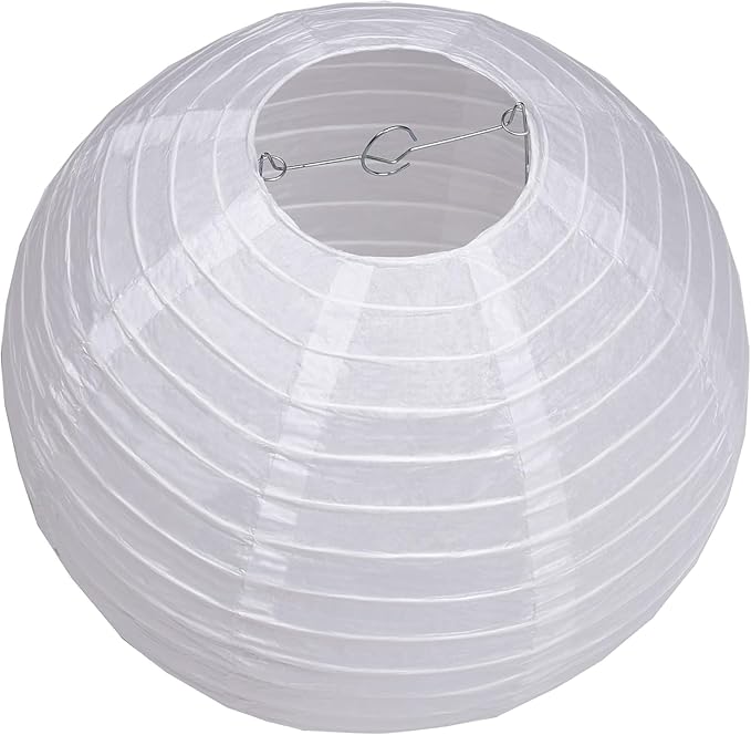 Pack of 6 Round Paper Lantern Lamp Paper Lanterns Party Decorations (White, 10"/25CM)