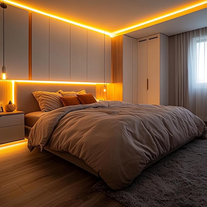 LED Strip Lights 24V COB Gold Yellow Lighting16.4ft (No Power Supply) | Super Bright, Dotless High Density 14W/m, 8mm Width Cuttable Flexible, Home DIY Commercial Decoration