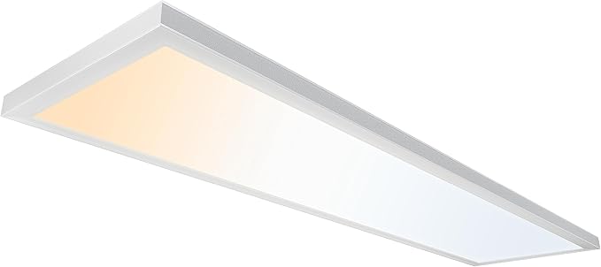 UltraLux 1x4 Surface Mount LED Panel TRIAC Dimmable 3CCT Matte White 1Pk | 3000 lumens, 120-degree beam, CRI>80, aluminum build, damp-rated, fits junction boxes, over 50,000 hours, 5-year warranty