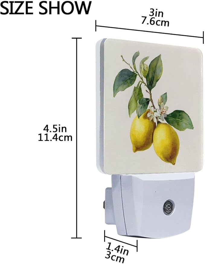 Lemon Yellow Night Light Dusk to Dawn Sensor LED Night Dimmable Nightlight Lights Plug into Wall for Living Room