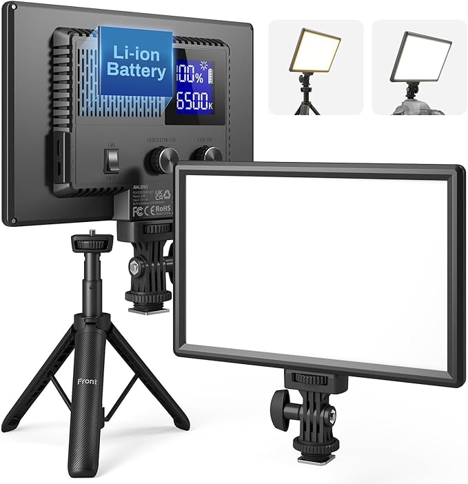 RALENO LED Video Light Panel, 2500K-6500K Camera Light for Video Conference Recording with 4000mAh Battery Type-C USB Ports, CRI>95 Photo Lights for Outdoor Photography Live Streaming Zoom Call