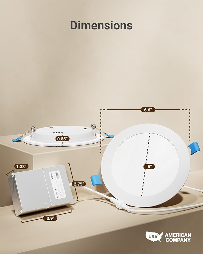 Sunco 24 Pack Recessed Lighting 6 Inch LED, Canless Ceiling Lights Slim with Junction Box, 1200 LM, 14W (100W Equivalent), 5000K Daylight, Dimmable, Wafer Thin, 50000 Lifetime Hours ETL