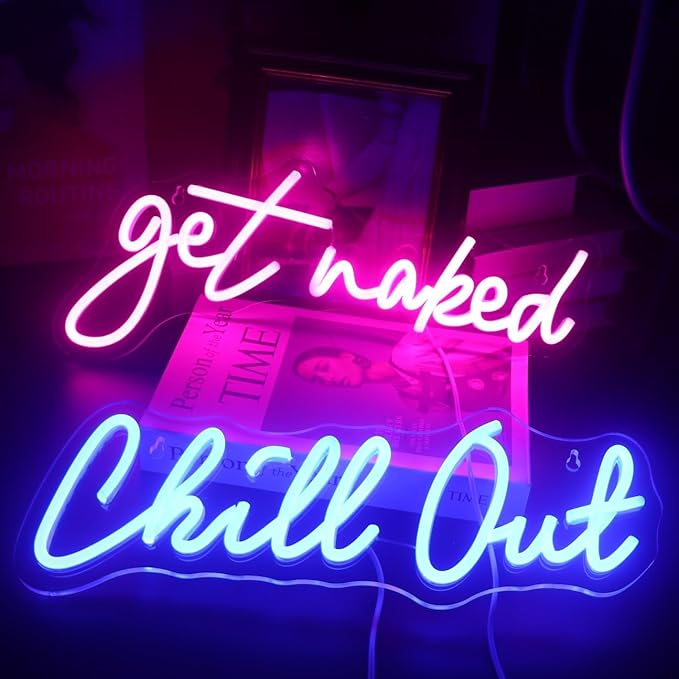 QiaoFei Led Get Naked Neon Sign Letters USB Powered Neon Lights for Room Home Bar Art Wall Decor Party Window Living Room Decor Christmas' Gift (Pink)