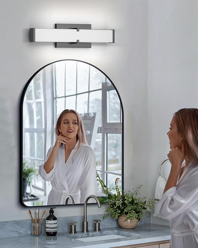 Modern Bathroom Light Fixtures 24 Inch, 25W 2500 Lumen Dimmable Bathroom Vanity Light, 5CCT Bathroom Light Bar, LED Black Vanity Light with ETL Certified