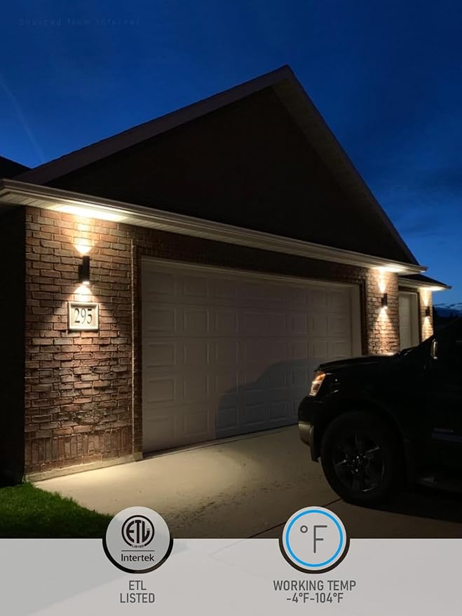LEONLITE Modern Outdoor Cylinder Wall Lights 12", Porch Light in 2 Lights, Up Down Lights, Matte Black Waterproof Wall Sconce, Aluminum, E26 Base, Exterior Light Fixture Wall Mount, ETL, Pack of 2