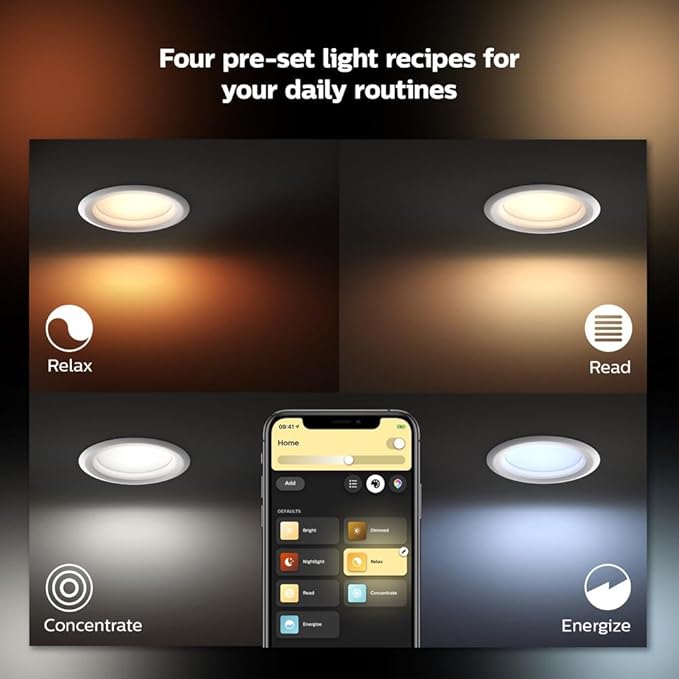Philips Hue Smart Retrofit Recessed 5/6" LED Downlight 1 Pack - White and Color Ambiance Color-Changing Light 1100LM - Control with Hue App - Compatible with Alexa, Google Assistant and Apple Homekit