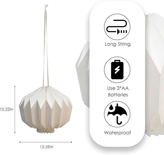 Battery Operated Outdoor Paper Lantern — 2Pack Waterproof Hanging Decorative Light with Remote Timer, Foldable Pendant Paper Lantern for Patio Garden Backyard, Porch Decor