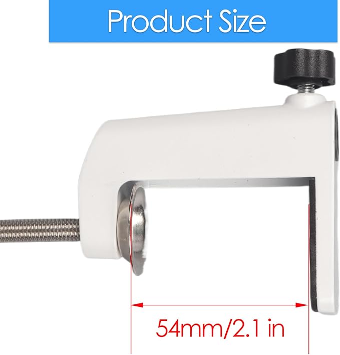 Universal C-Clamp Lamp Holder Desk Mount Clamp Base for Swing Arm Lights, DIY Lighting, Monitors, Workbenches (white)