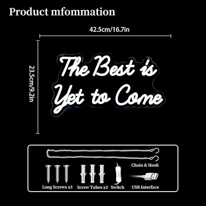 The Best is Yet to Come Neon Sign Led Neon Lights Neon Signs for Wall Decor Light Up Sign for Birthday Party Club Gift