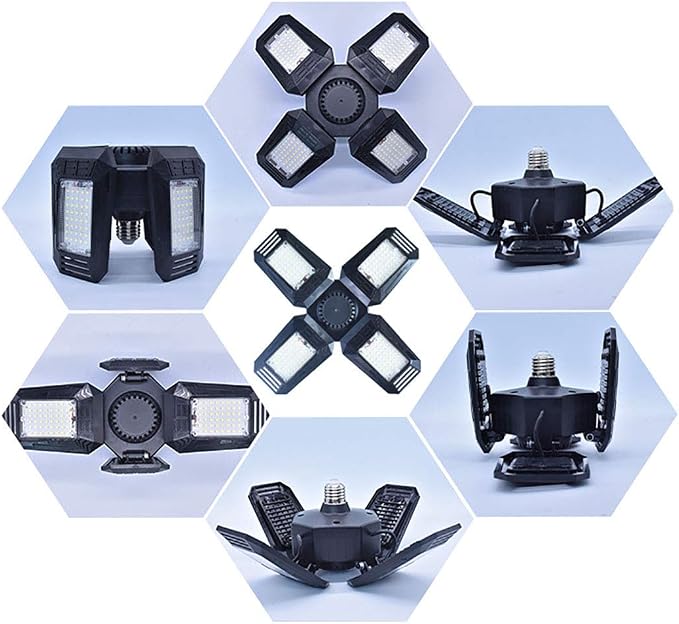 Deformable LED Garage Lights - 12000 Lumen 6500K Daylight 120W, Four Leaf Garage Organization Ceiling Lighting