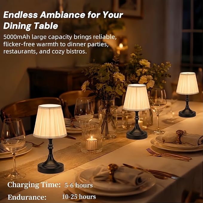 Balck Small Cordless Table Lamp Rechargeable - Kitchen Countertop Tabletop | Touch Lamp｜ Mini Lamp｜Restaurant Table｜Bookshelf | Counter Top ｜Wireless ｜Vintage｜Home Decor | Farmhouse Boho