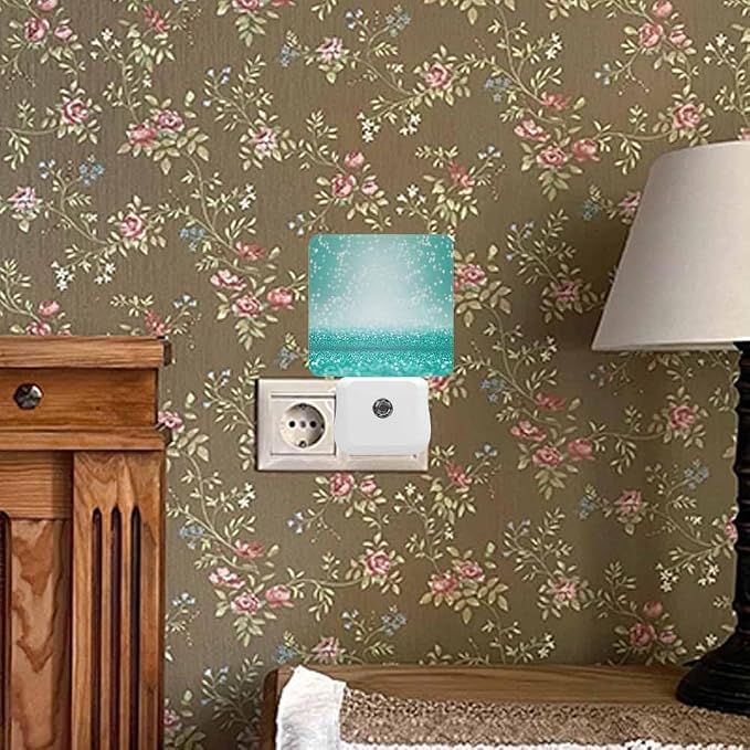 Abstract Background Night Light Shimmering Turquoise 0.5W Night Lights Auto LED Lamp Energy Saving Square Lights for Room Bedroom Bathroom