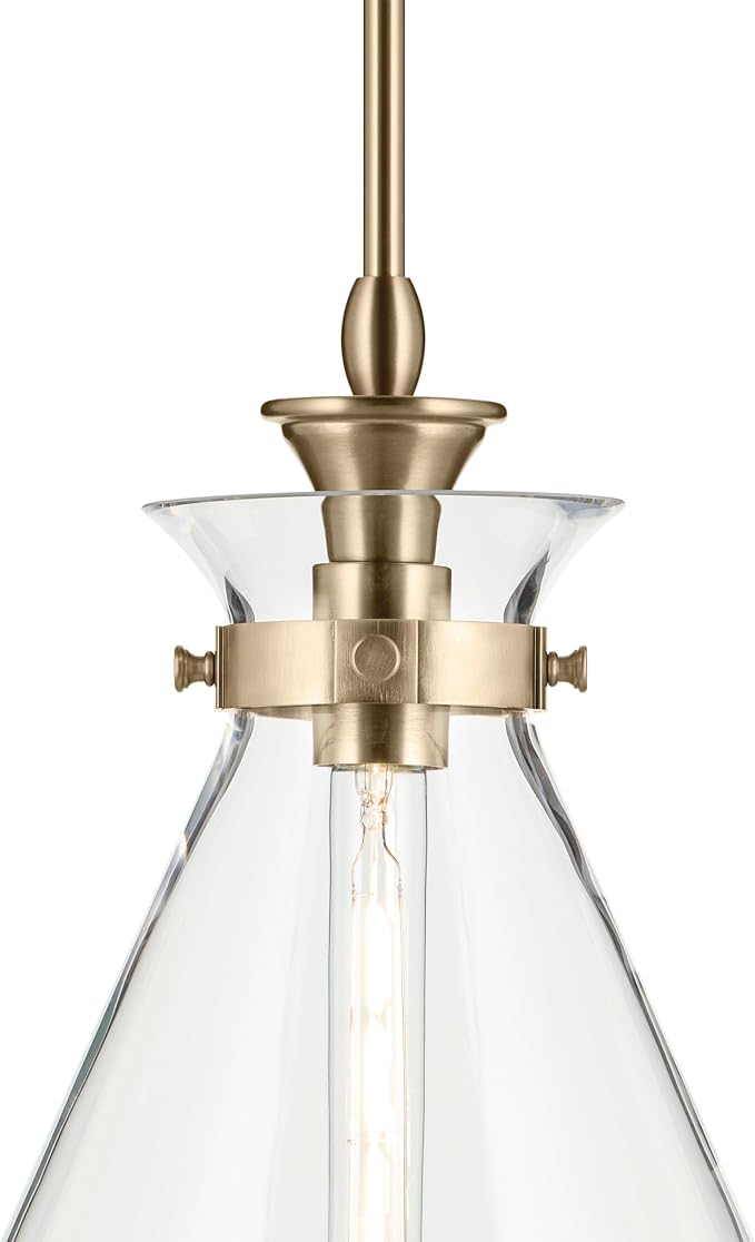 Kichler Laria Pendant Light, Clear Glass, Champagne Bronze | Traditional pendant light for kitchen islands and dining rooms (19.75" x 16"), 52775CPZCLR