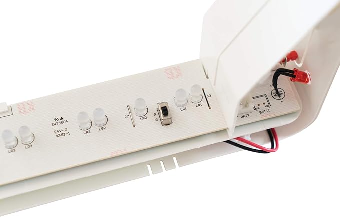 Lithonia Lighting Basics LED Exit Sign/Emergency Light Combo, Red/Green Switchable Exit Sign and Emergency Lights for Business, 2-Head Fixture, Round Lights, Remote Capacity, White (ECRG HO RD M6)