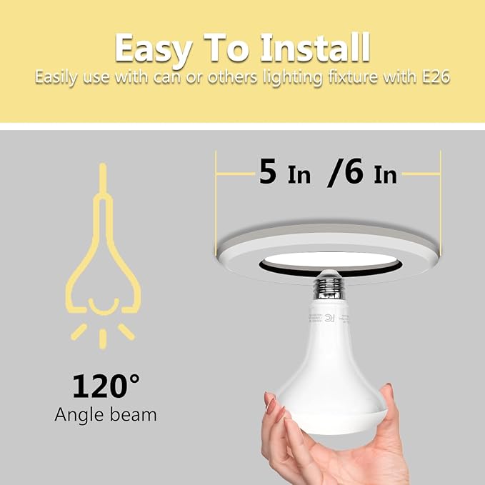 DAYBETTER BR30 LED Bulb Indoor Flood Light Bulbs, 65W Equivalent Dimmable LED Bulbs, 4000K Neutral White, 850 Lumens E26 Base, Recessed Can Bulb for Living Room Bedroom Dining Room Bathroom, 6 Pack