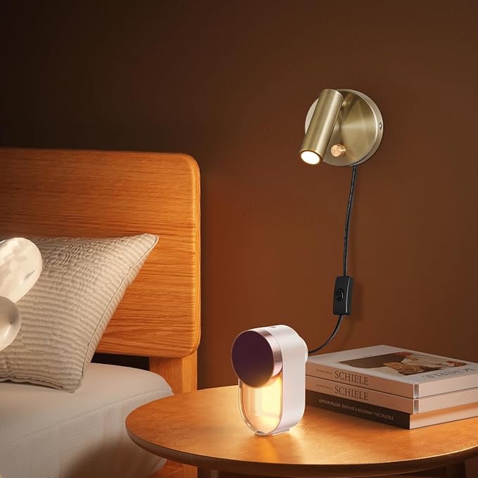 Surface Wall Mounted Reading Light Sconces Lamp Physical Knob Dimmer Switch LED 5W Warm White 3000K (Bronze Plug Cord)