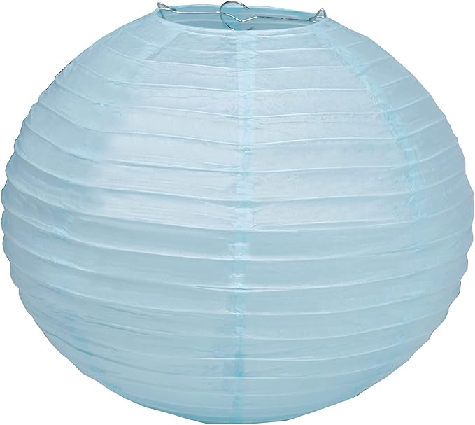 Pack of 6 Round Paper Lantern Lamp Paper Lanterns Party Decorations Baby Blue, 18"/45CM)