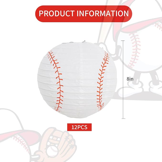 BEISHIDA 8Inch Baseball Paper Lanterns 12Pack Hanging Round Chinese Lantern | Paper lanterns party decorations,Chinese/Japanese Paper Lanterns,Birthday,Wedding,Christmas,Home decorative outdoor