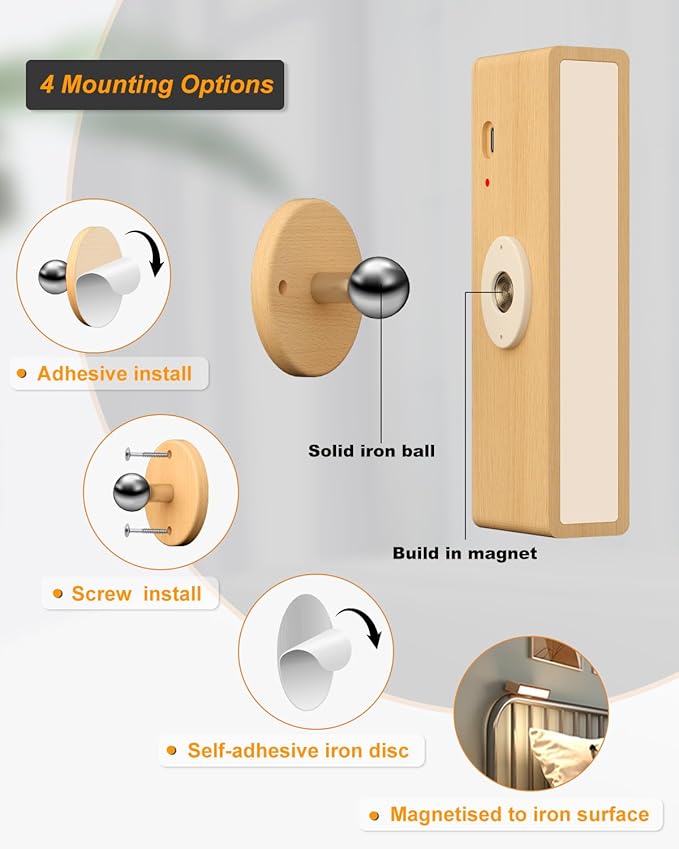 Wooden Wall Sconce Battery Operated with Remote,Rechargeable Wall Lights for Bedroom with 3 Color Temperature, Magnetic, Stick-On, Dimmable Wall Reading Lights (Beechwood, 1 Pack)