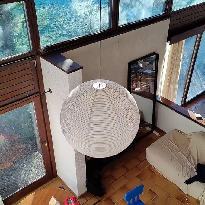 Plug in Pendant Light, 19.7“ Paper Lantern with 14.5ft Cord | Hanging Lamp Plug in, Lantern Lamp for Bedroom Living Room Dining Room, No Hard Wiring Needed, E26 Bulb Base