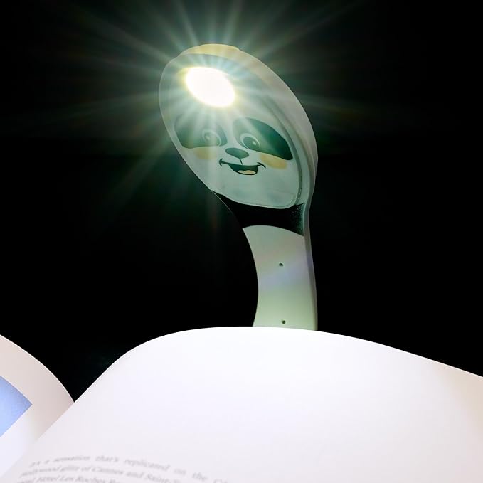 Gifts for Readers & Writers Book Light, Clip On Reading Light for Bed, 2in1 Flexilight & Bookmark, Small & Lightweight with a Soft Glow, 2 Batteries Included, Panda