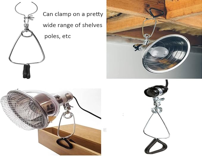 TWDRTDD Adjustable Clamp Lamp Stand Fixture for Reptile Light clamp,E27/E26 lamp Socket Clip, Reptile Pet Heating Light Lamp Clamp Holder for Ceramic Bulbs Heater,IR Heat Lamp (Pack-1)